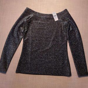 Ann Taylor Factory NWT XXS Petite Black metallic top